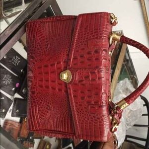 Brahmin Red Crocodile-Embossed Satchel